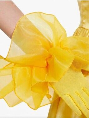 Beloved Millinery Fabulous Yellow  Avant Garde Ruffle Wrist Sheer Gloves